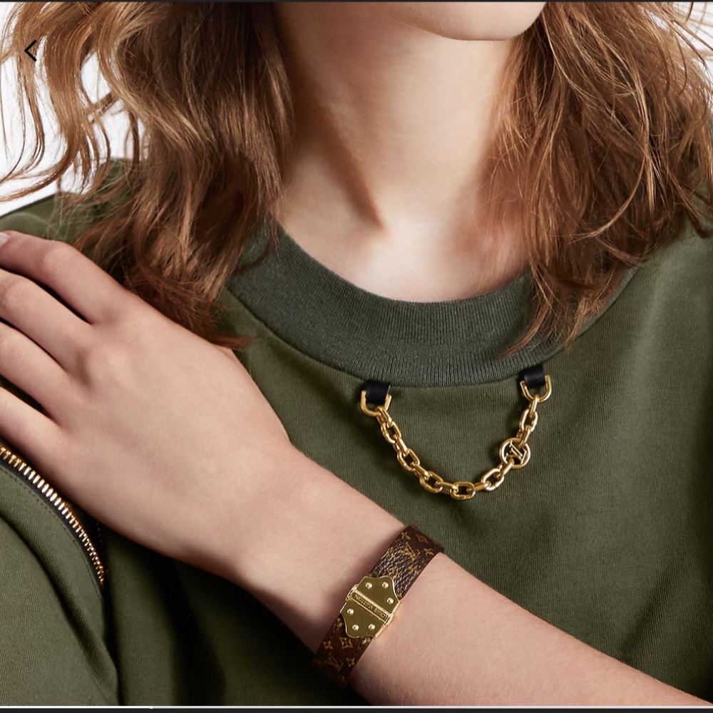 Louis Vuitton Nano Monogram Bracelet with Gold Buckle
